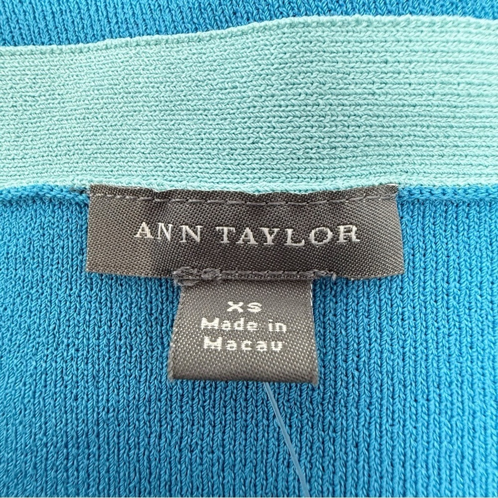 Ann Taylor XS Knit Tank Top Blue with Bow Front - Picture 6 of 12